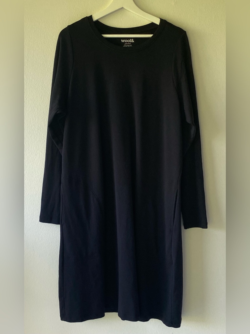 Wool& Long Sleeve Eliza Swing Dress - Black - 1X